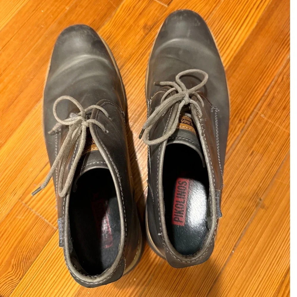 Pikolinos Mens‎ Dark Gray Leather Lace Up Chukka Boots Size 45/11.5